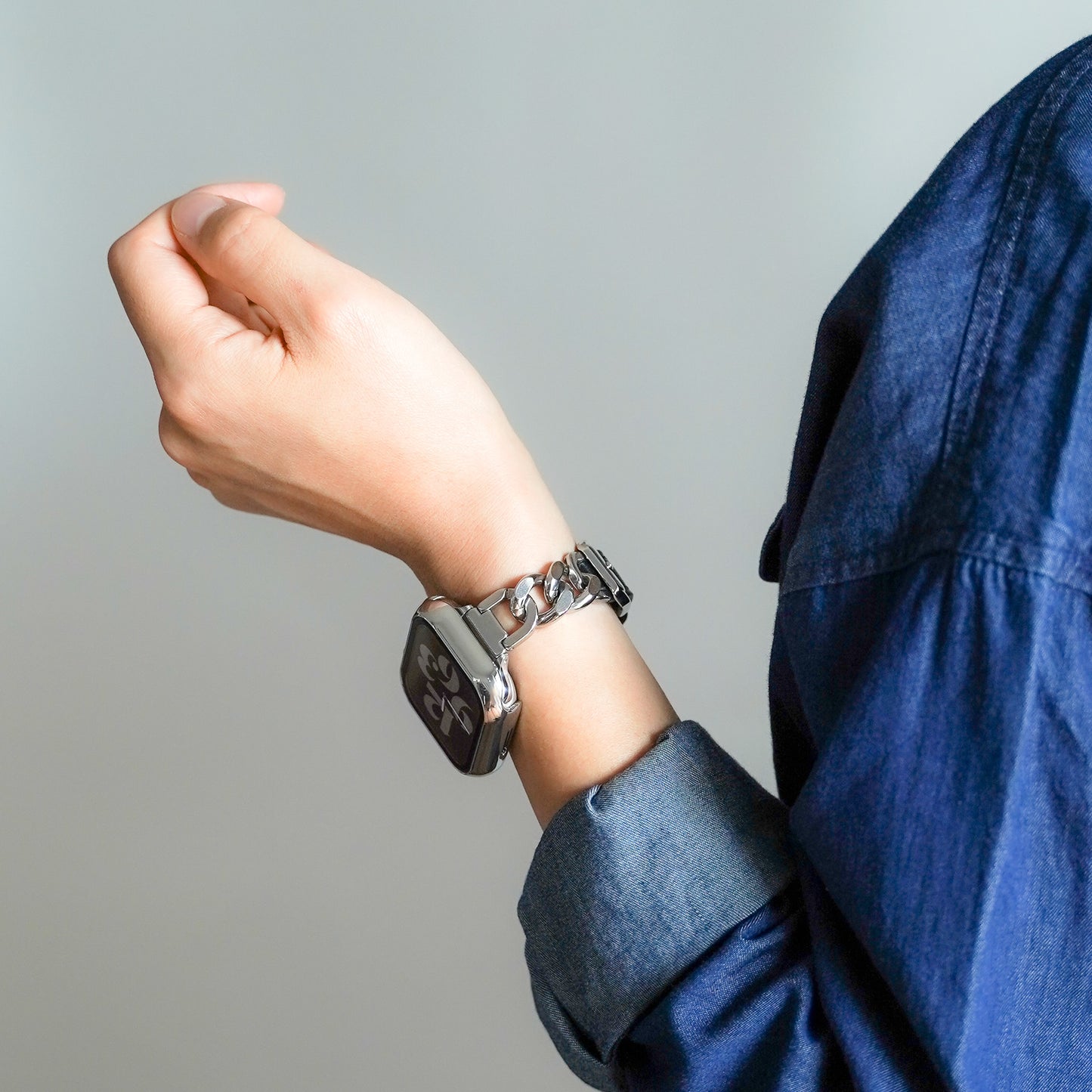 レザー×ステンレスチェーン アップルウォッチバンド Apple Watch ベルト