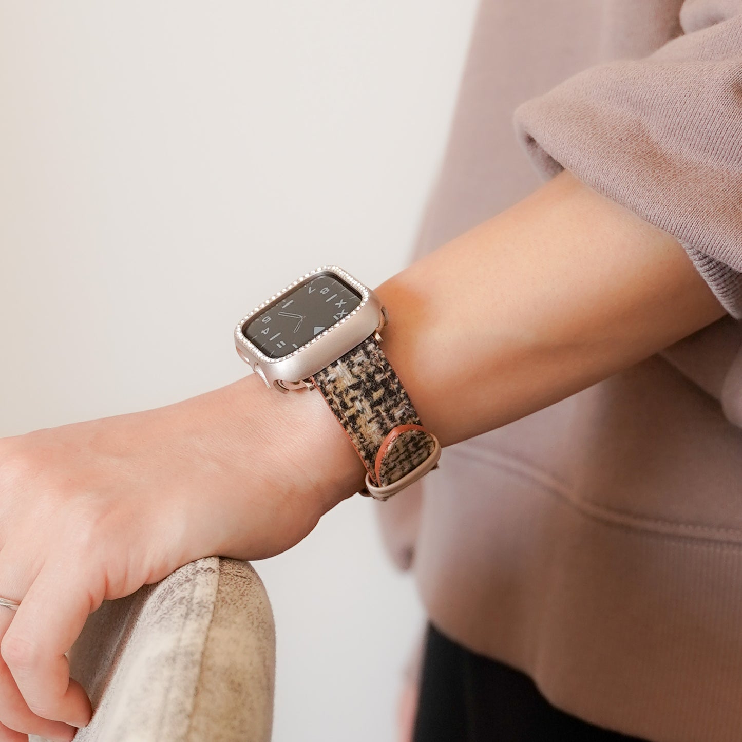 Tweed Leather Apple Watch Band Plaid Apple Watch