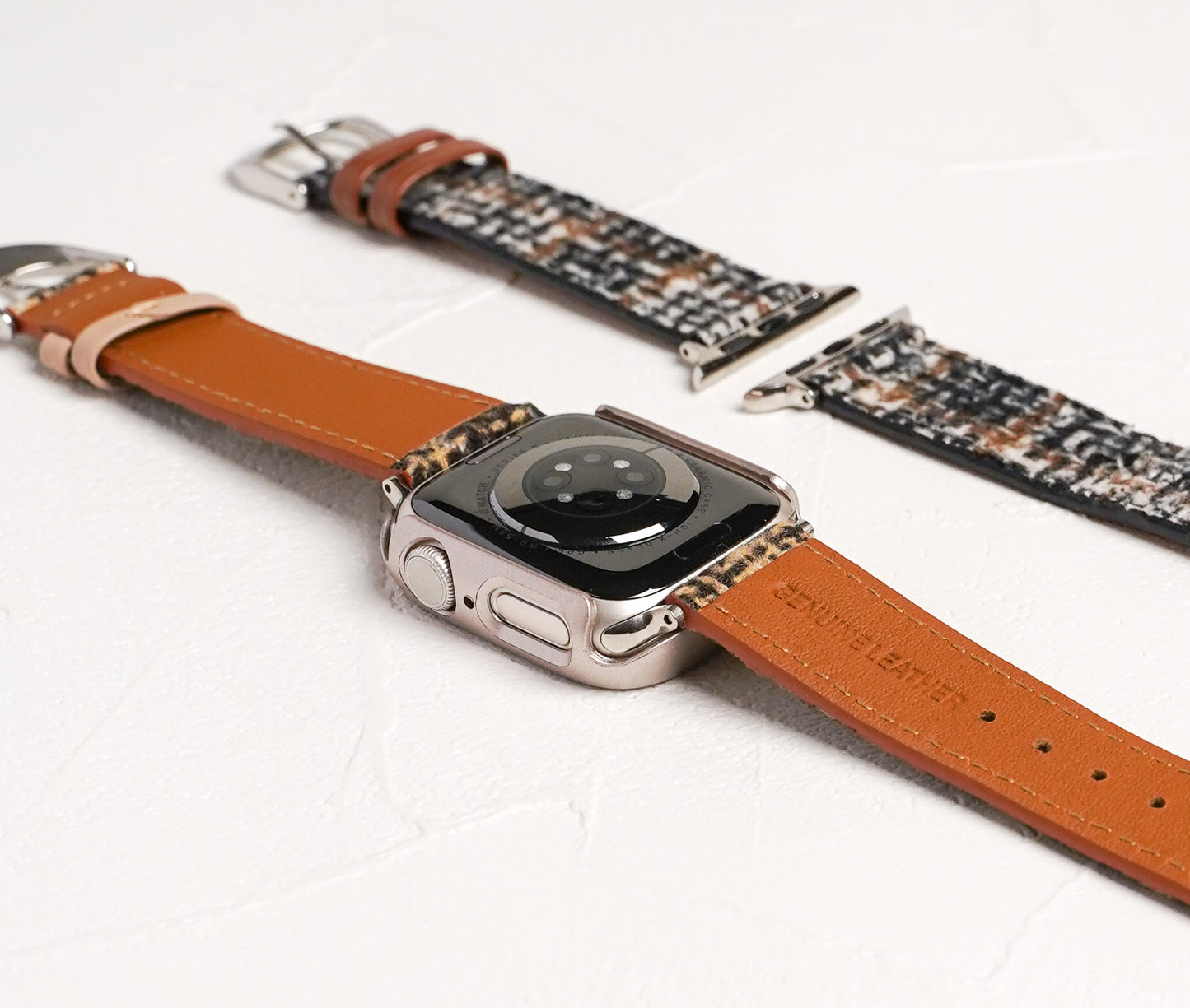 Tweed Leather Apple Watch Band Plaid Apple Watch