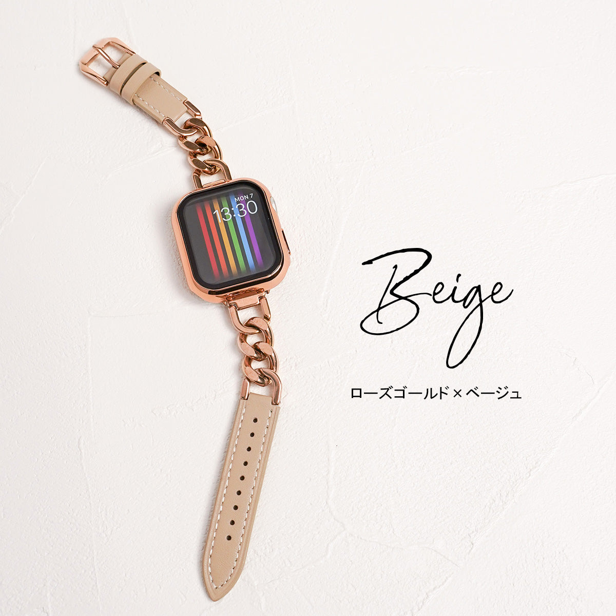 レザー×ステンレスチェーン アップルウォッチバンド Apple Watch ベルト