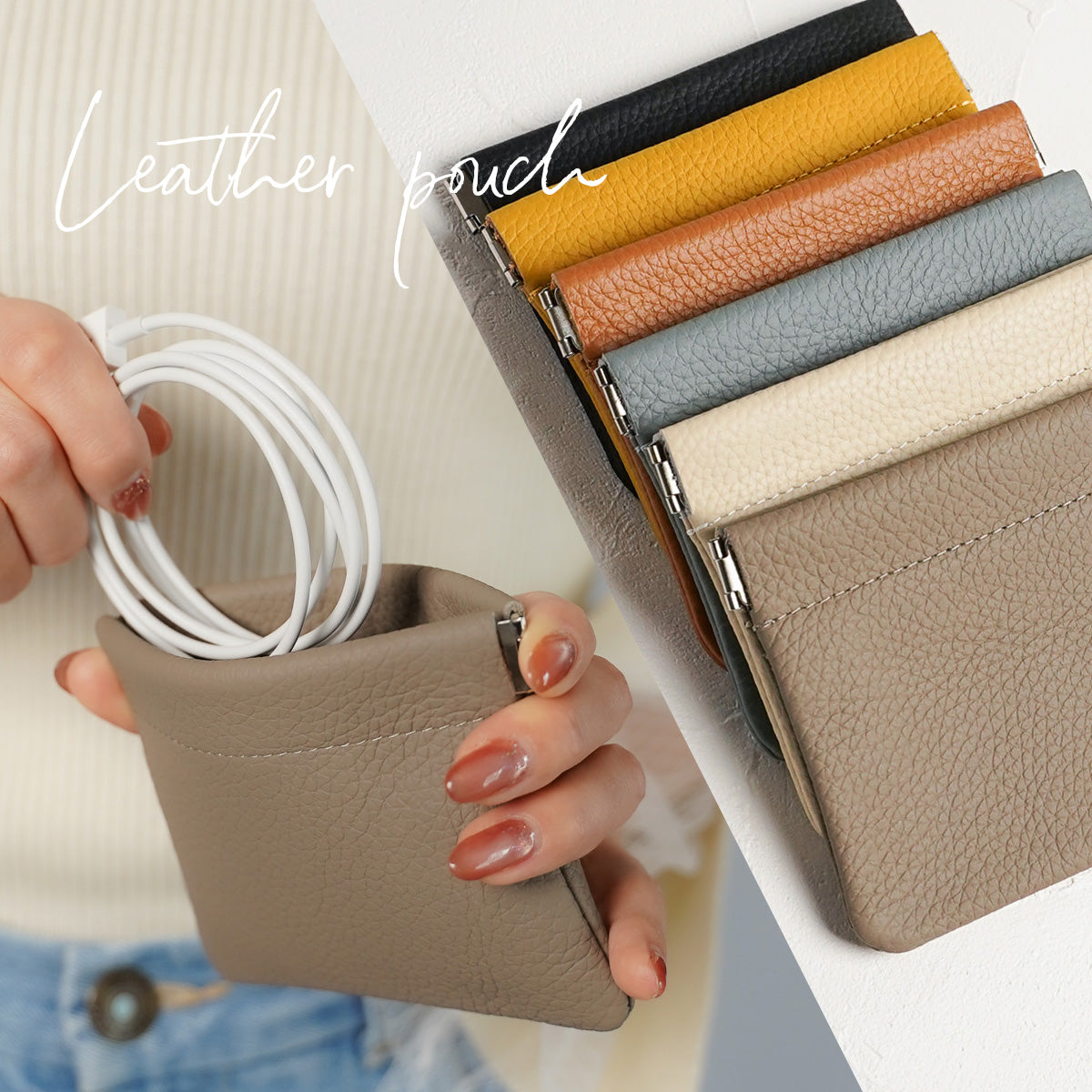 レザー ばね式ポーチ 本革 ミニポーチ 小物入れ バネ口 – Lamu's(ラムズ)