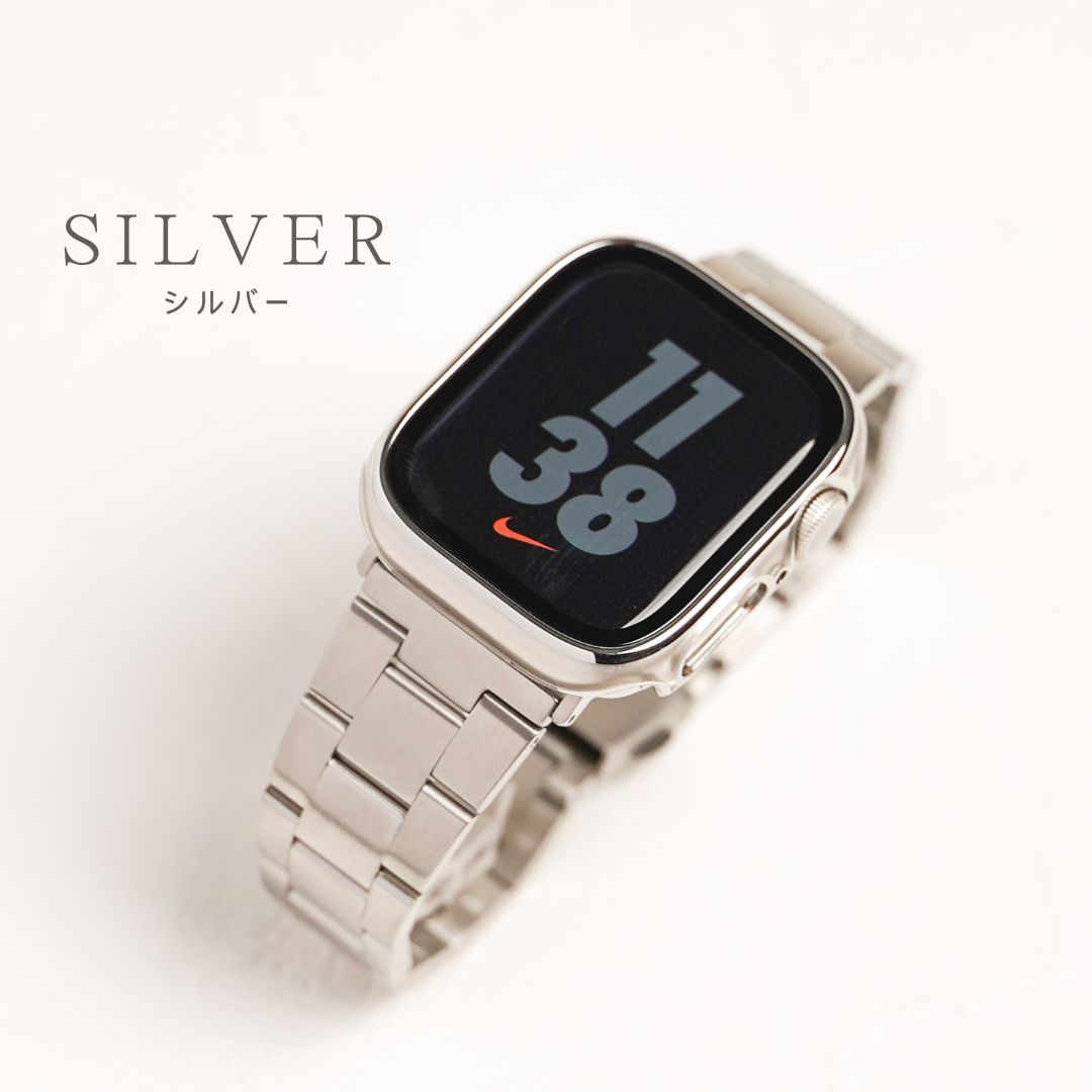 ステンレス 工具不要 三連 アップルウォッチバンド Apple Watch ベルト