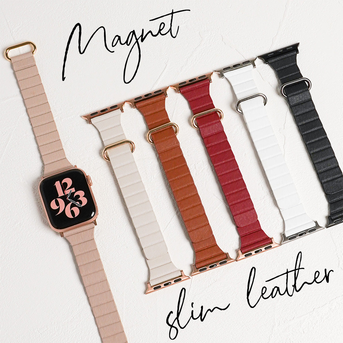 マグネット スリム レザー アップルウォッチバンド レザーループ Apple Watch ベルト