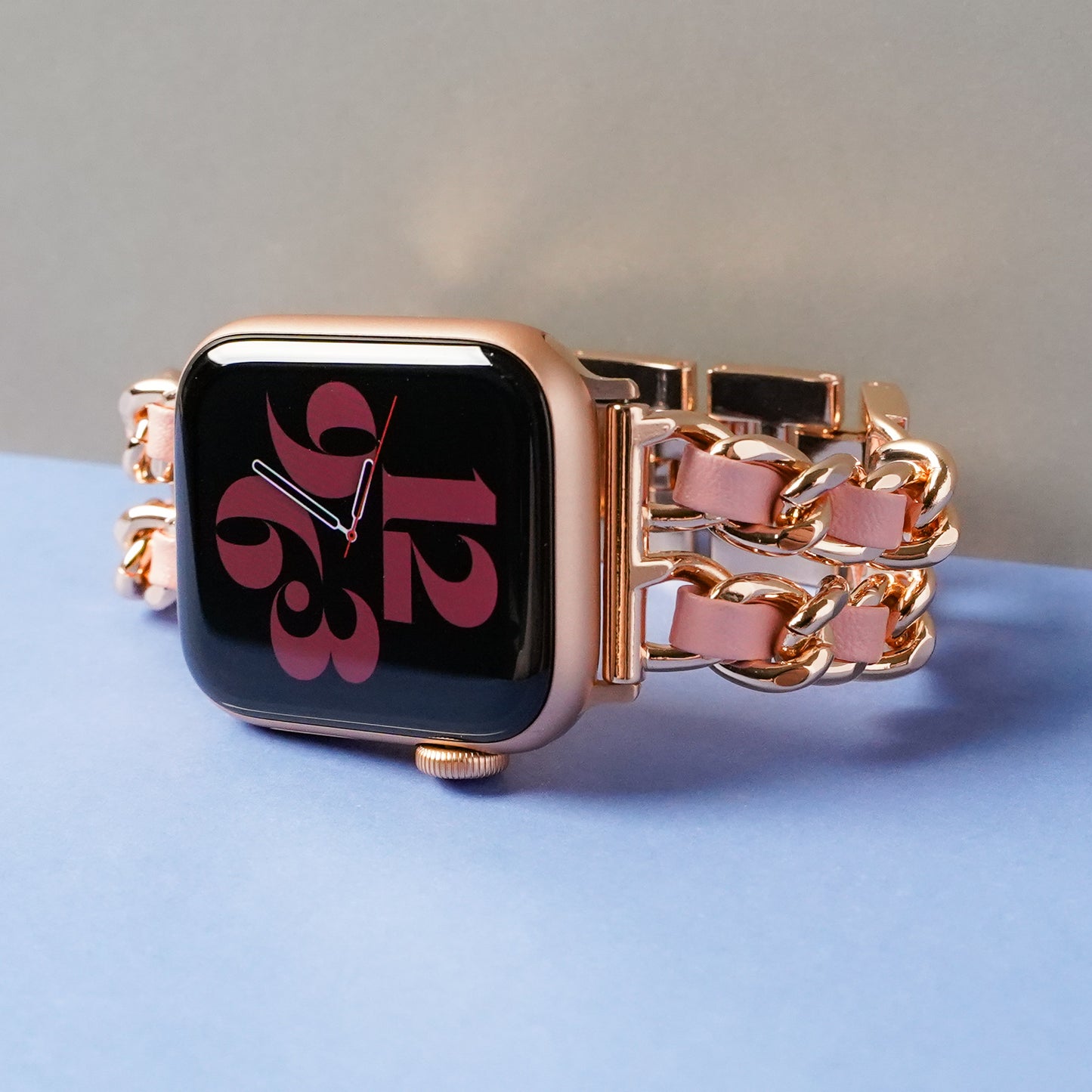 2連チェーン×レザー シルバー ローズゴールド アップルウォッチバンド Apple Watch ベルト