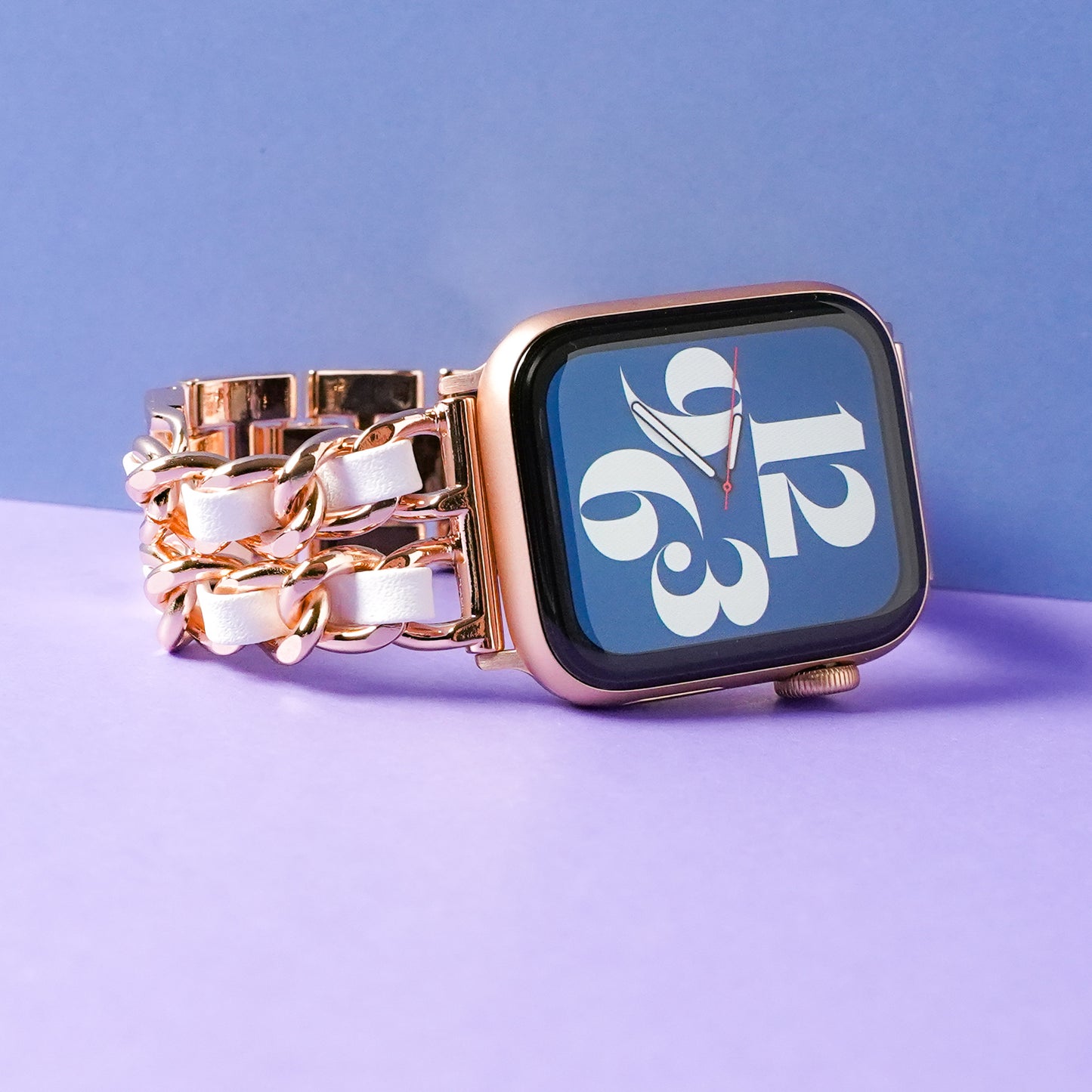 2連チェーン×レザー シルバー ローズゴールド アップルウォッチバンド Apple Watch ベルト