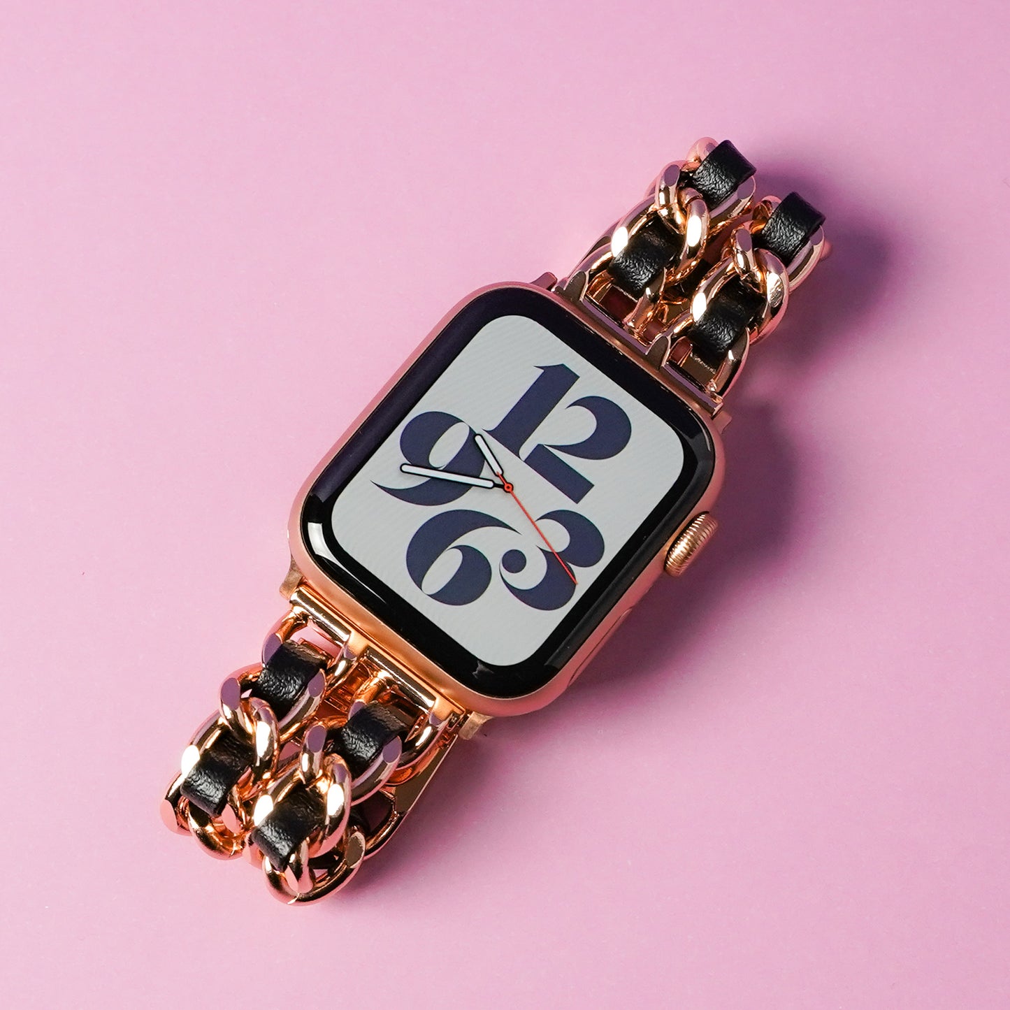 2連チェーン×レザー シルバー ローズゴールド アップルウォッチバンド Apple Watch ベルト