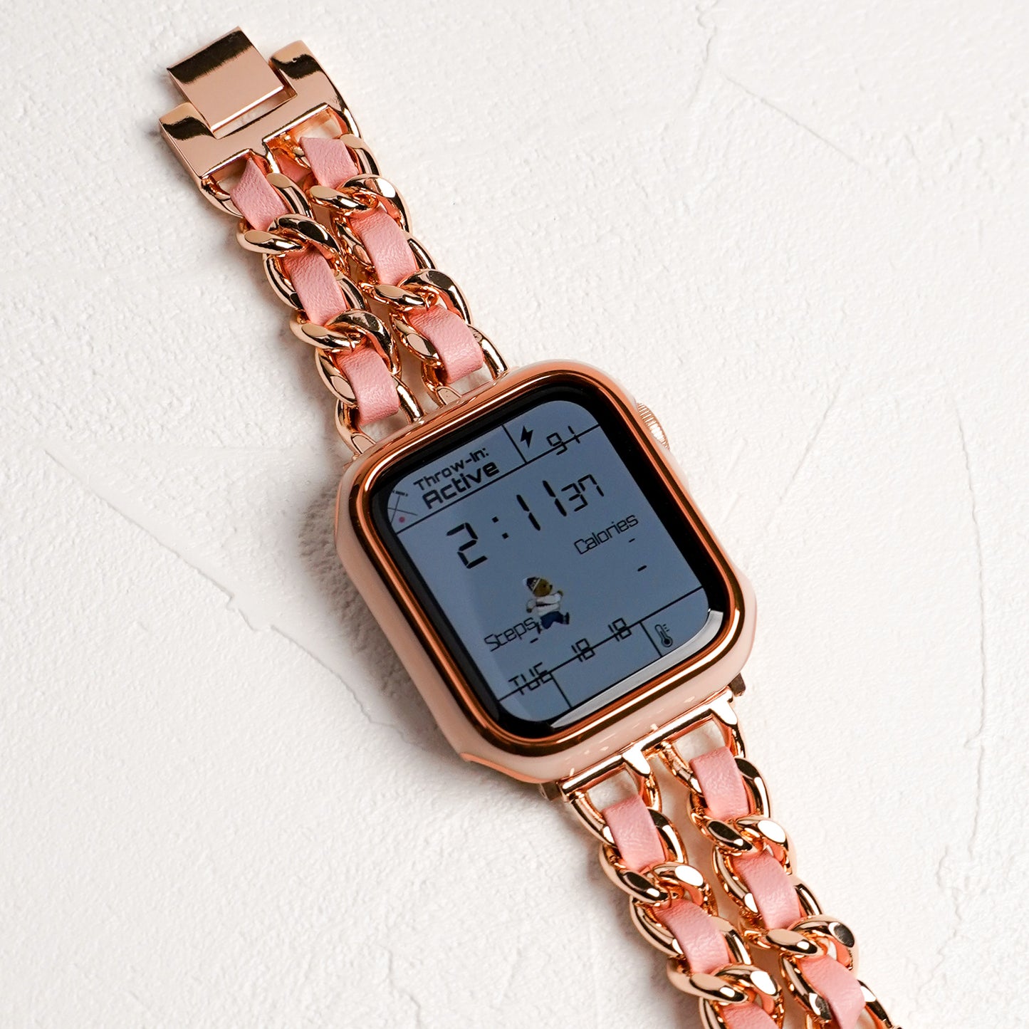2連チェーン×レザー シルバー ローズゴールド アップルウォッチバンド Apple Watch ベルト
