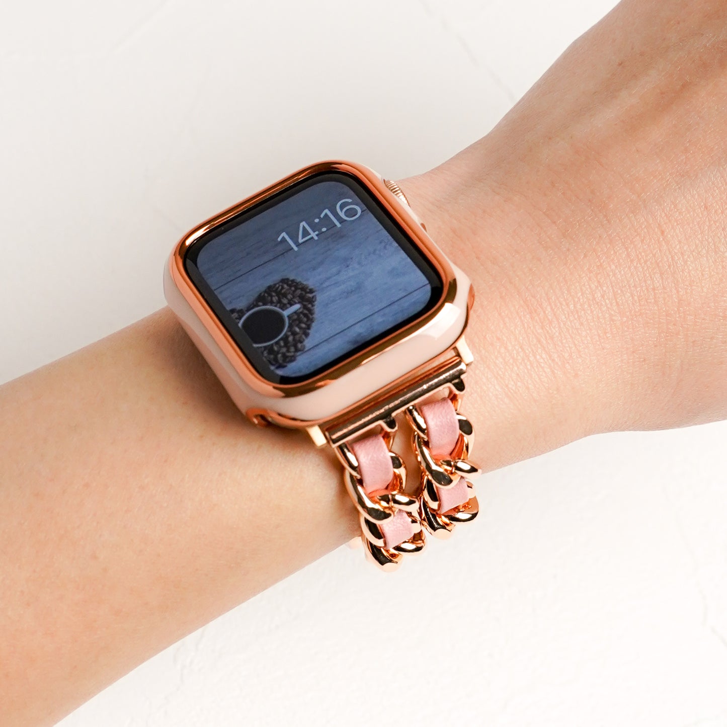 2連チェーン×レザー シルバー ローズゴールド アップルウォッチバンド Apple Watch ベルト