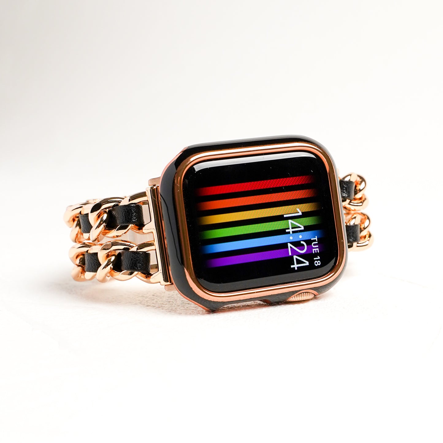2連チェーン×レザー シルバー ローズゴールド アップルウォッチバンド Apple Watch ベルト