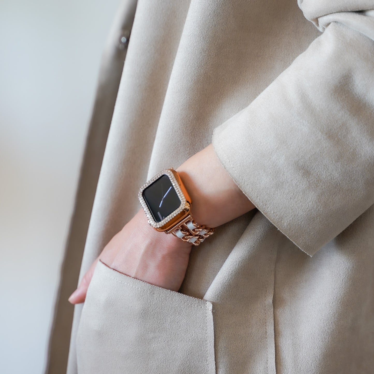 キラキラ ストーン 2列 保護フレーム ハードタイプ アップルウォッチカバー ケース Apple Watch