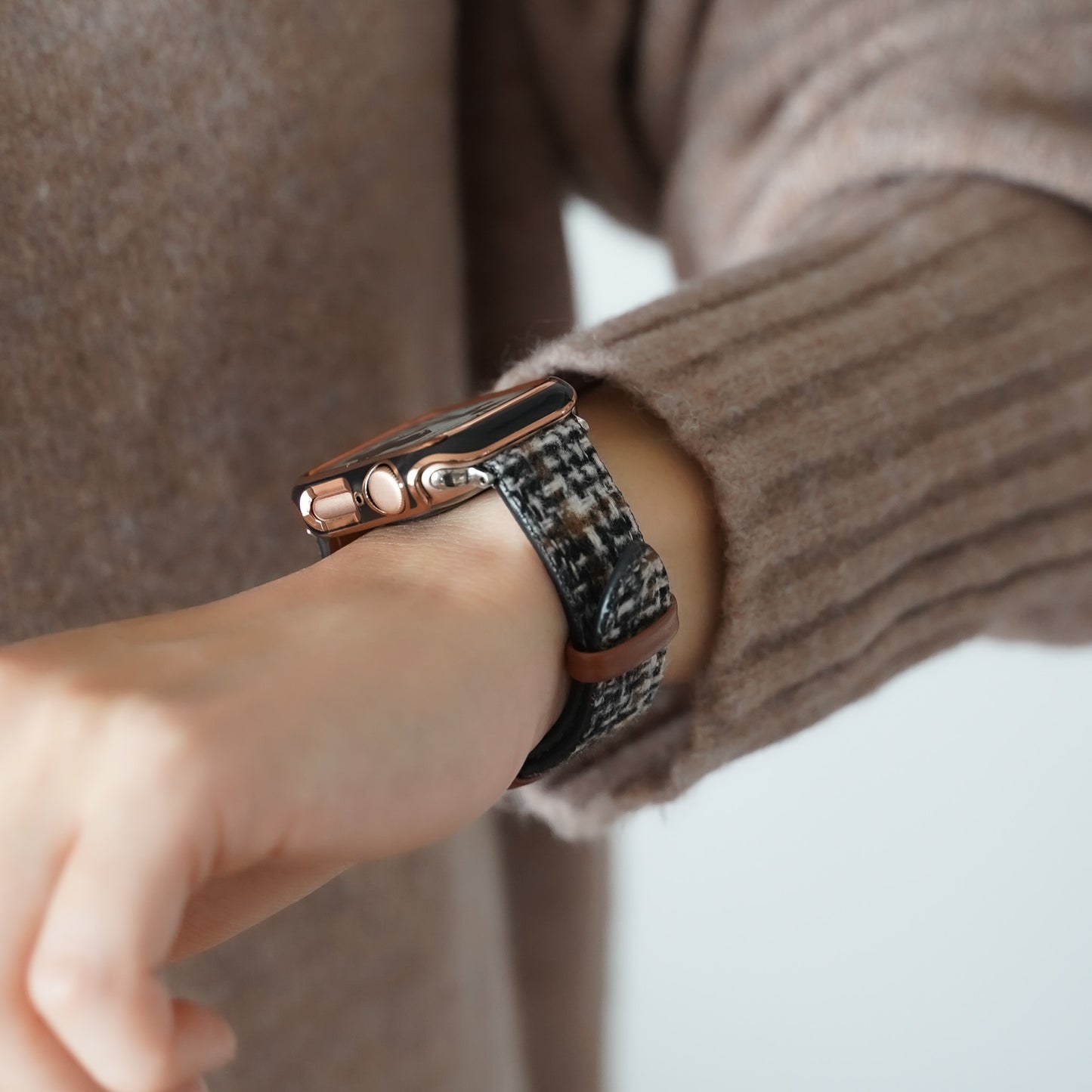 Tweed Leather Apple Watch Band Plaid Apple Watch
