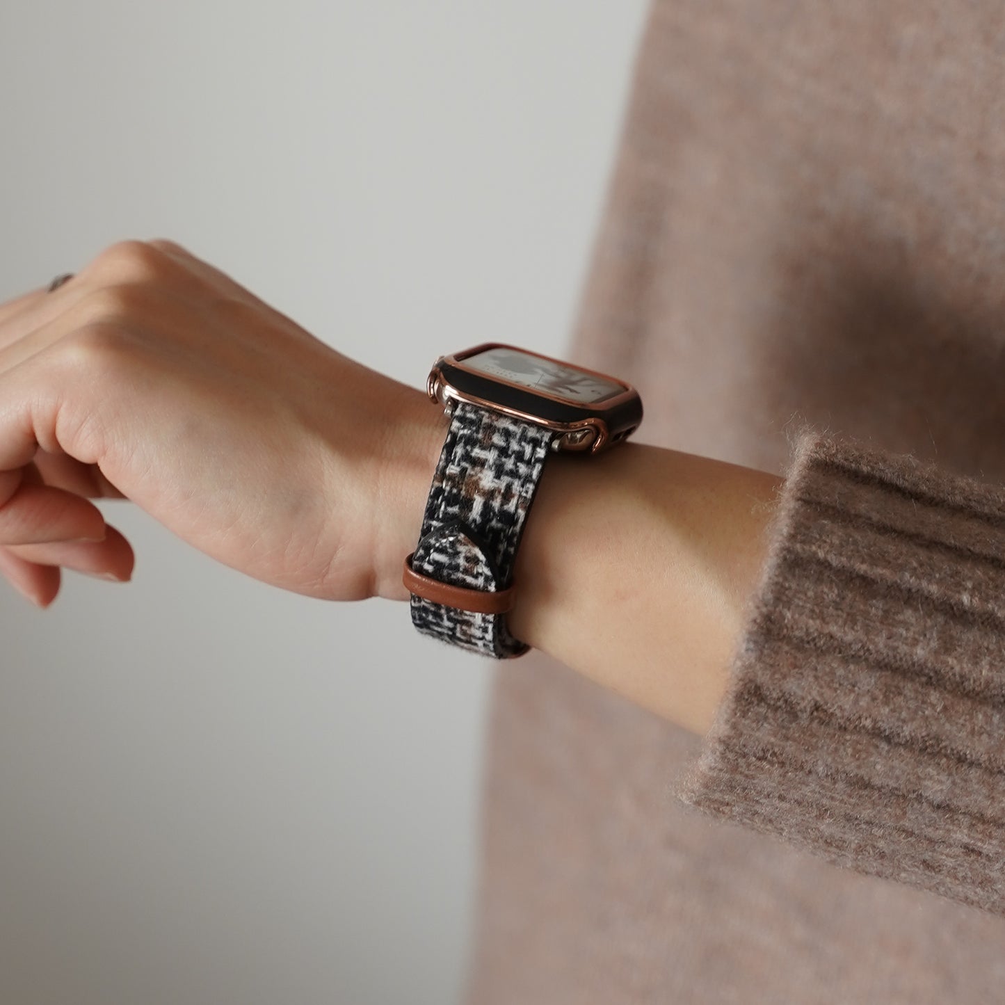 Tweed Leather Apple Watch Band Plaid Apple Watch