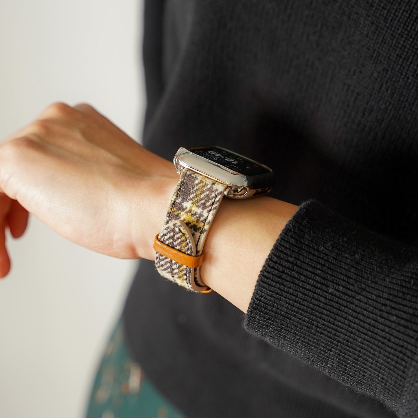 Tweed Leather Apple Watch Band Plaid Apple Watch