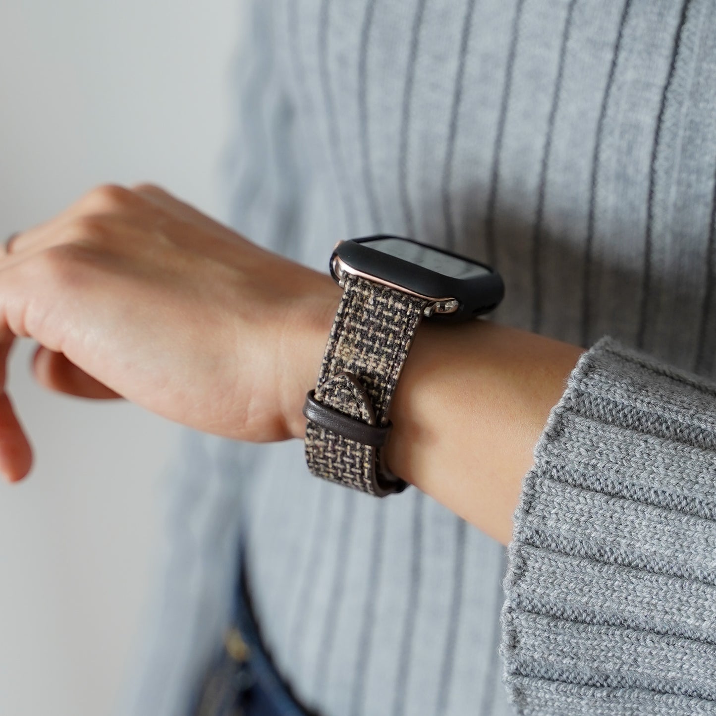 Tweed Leather Apple Watch Band Plaid Apple Watch