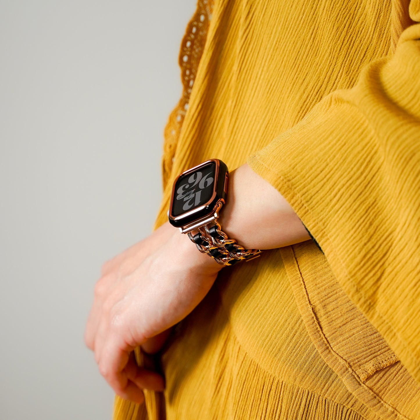 2連チェーン×レザー シルバー ローズゴールド アップルウォッチバンド Apple Watch ベルト