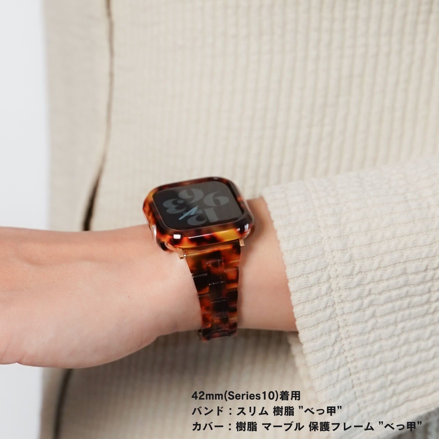 【NEW】スリム 樹脂 マーブル アップルウォッチバンド Apple Watch ベルト