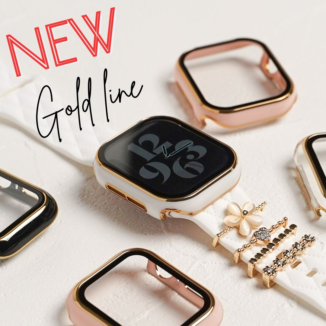 【NEW】ゴールドライン 全面 保護カバー ガラス付き ハードタイプ アップルウォッチ ケース Apple Watch