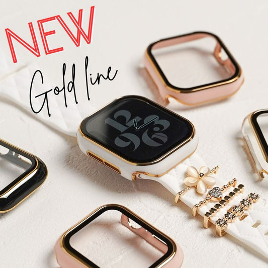 【NEW】ゴールドライン 全面 保護カバー ガラス付き ハードタイプ アップルウォッチ ケース Apple Watch