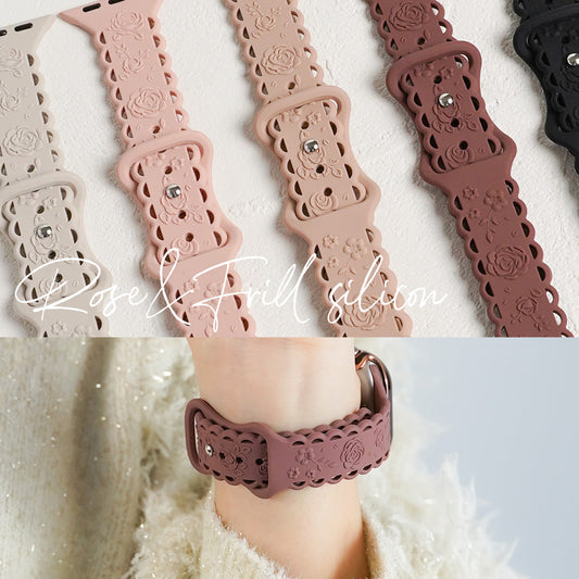 シリコン ローズ×フリル アップルウォッチバンド Apple Watch ベルト