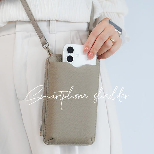 スマホショルダー L字ファスナー レザー 本革 スマホポーチ 財布
