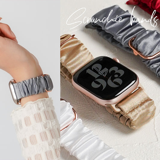 【NEW】シュシュ風 サテン アップルウォッチバンド Apple Watch ベルト