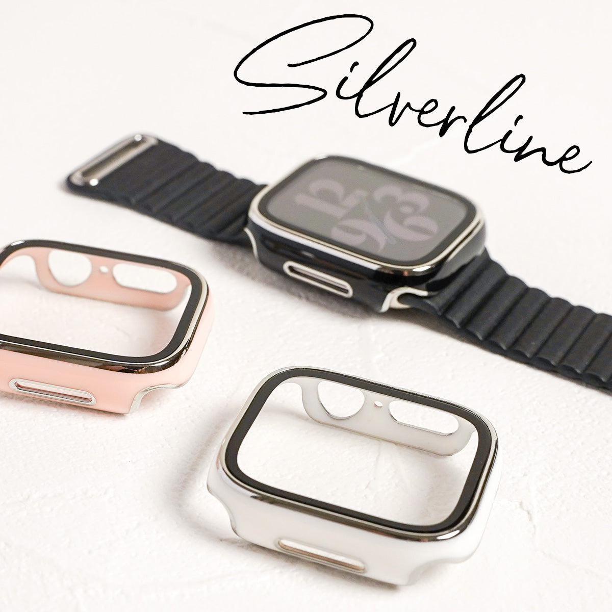 [New Color Added] Silver Line Full Protective Cover Hard Type Apple Watch Case Apple Watch