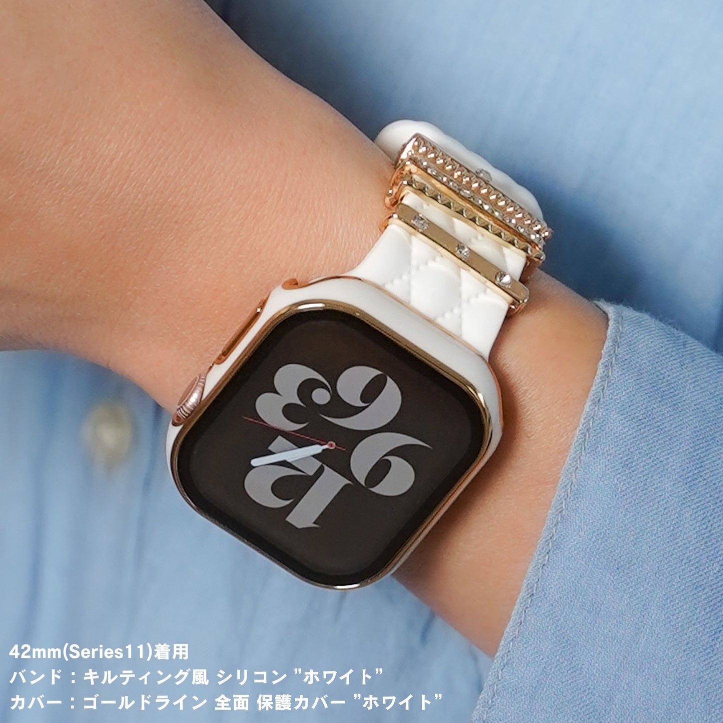 【NEW】ゴールドライン 全面 保護カバー ガラス付き ハードタイプ アップルウォッチ ケース Apple Watch