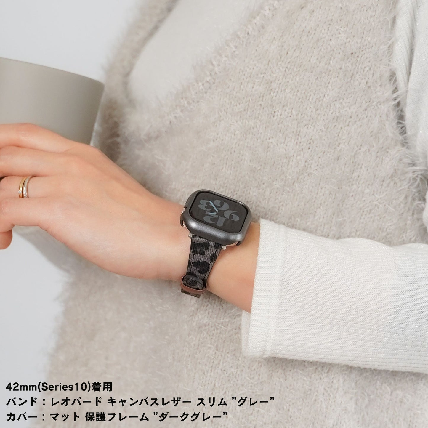 レオパード キャンバスレザー スリム アップルウォッチバンド Apple Watch ベルト