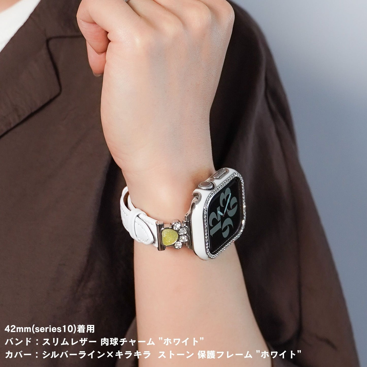【NEW】スリムレザー 肉球チャーム 犬 猫 アップルウォッチバンド Apple Watch ベルト