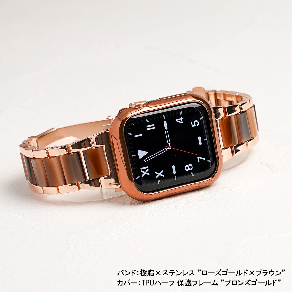 樹脂×ステンレス 大理石 ローズゴールド シルバー アップルウォッチバンド Apple Watch