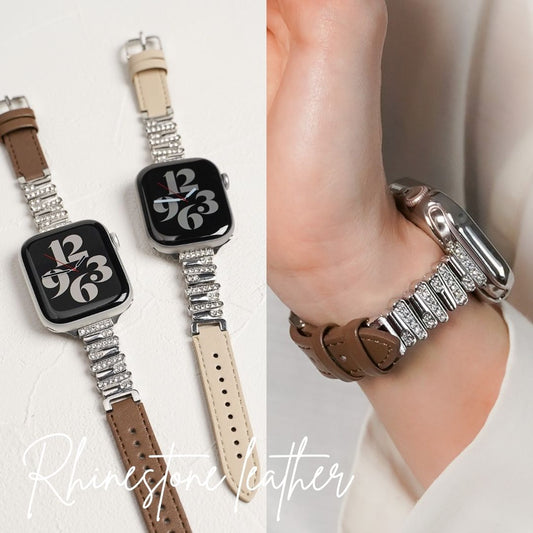 ラインストーン スリムレザー アップルウォッチバンド Apple Watch ベルト