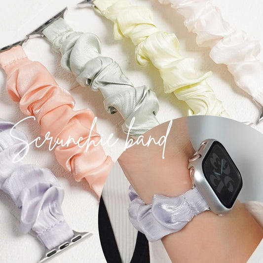 スリム シュシュ サテン ゴム アップルウォッチバンド Apple Watch ベルト