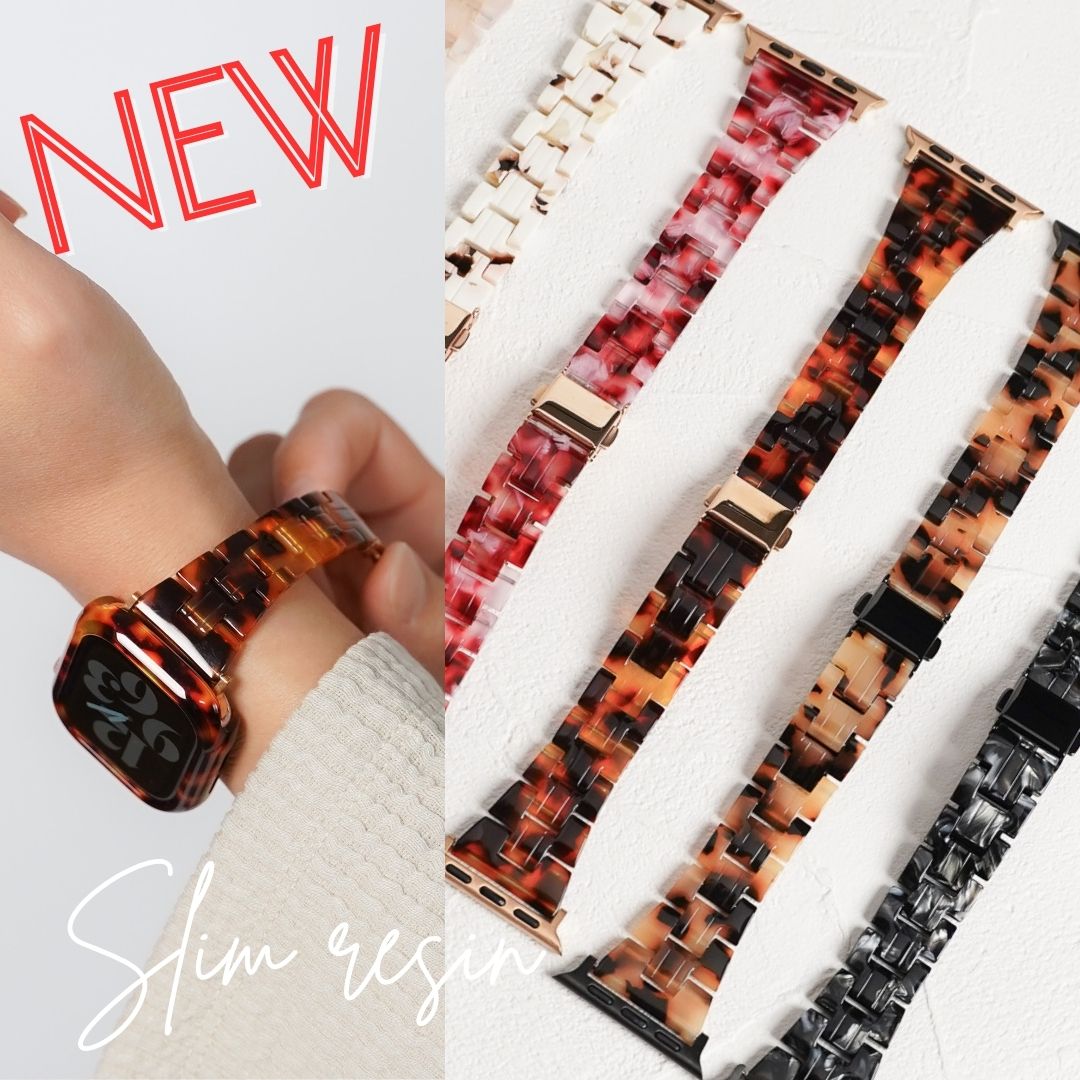 【NEW】スリム 樹脂 マーブル アップルウォッチバンド Apple Watch ベルト