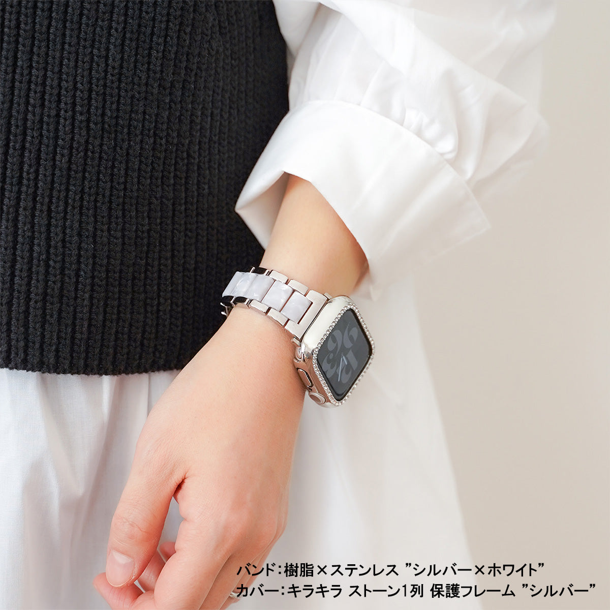 樹脂×ステンレス 大理石 ローズゴールド シルバー アップルウォッチバンド Apple Watch
