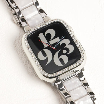 キラキラ ストーン1列 保護フレーム ガラスなし ハードタイプ アップルウォッチ ケース Apple watch