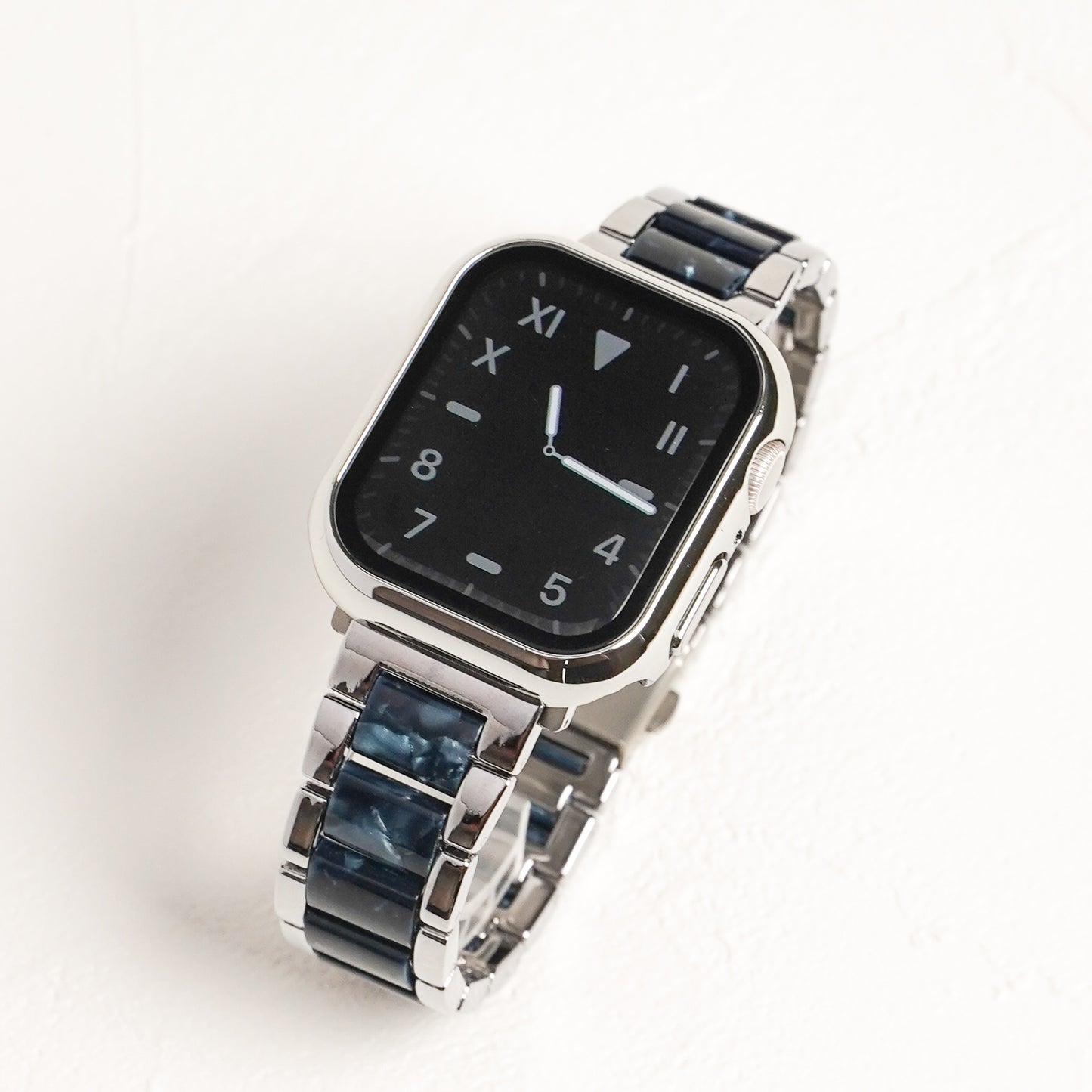 [New colors added] Resin x Stainless Steel Marble Rose Gold Silver Apple Watch Band Apple Watch