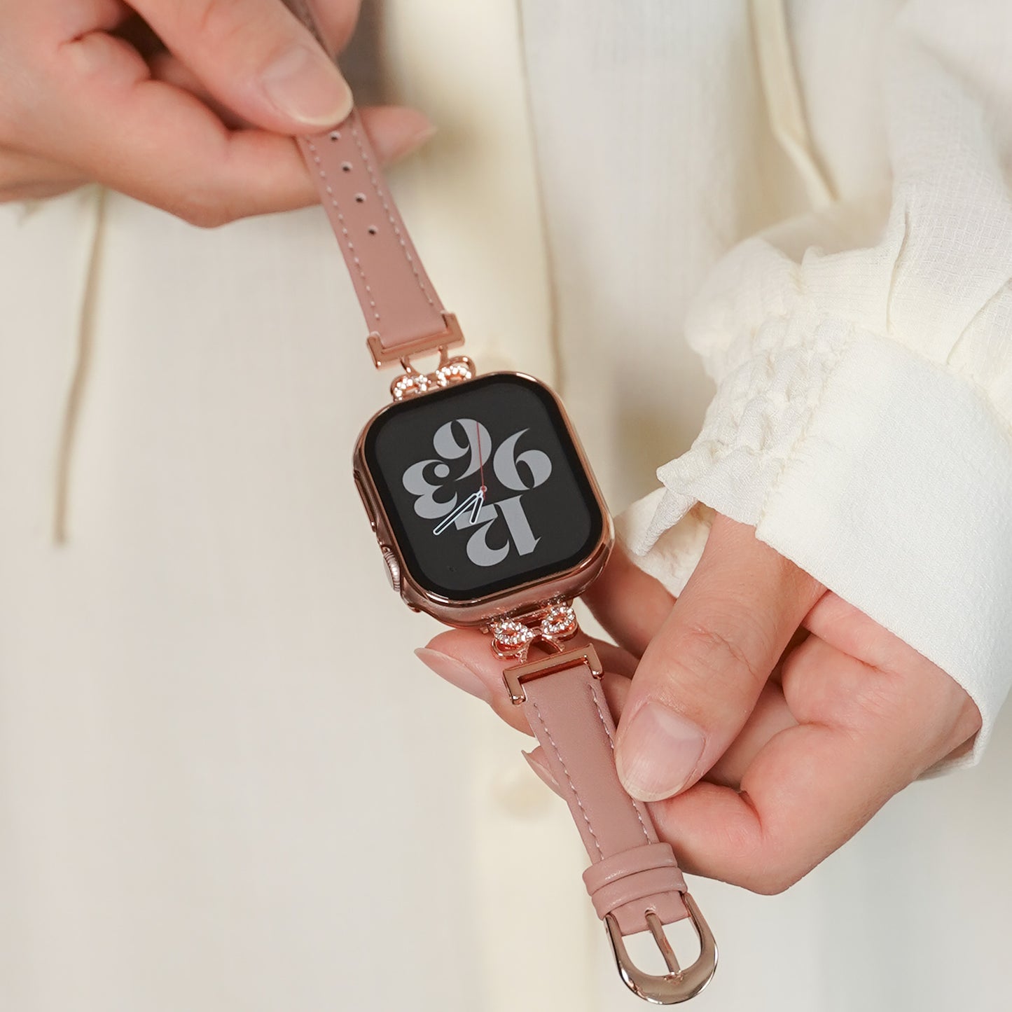【NEW】リボンストーン スリムレザー アップルウォッチバンド Apple Watch ベルト