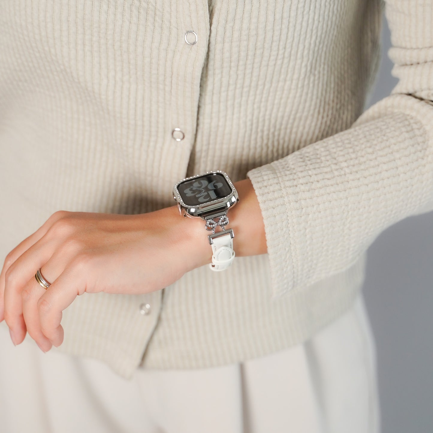 【NEW】リボンストーン スリムレザー アップルウォッチバンド Apple Watch ベルト