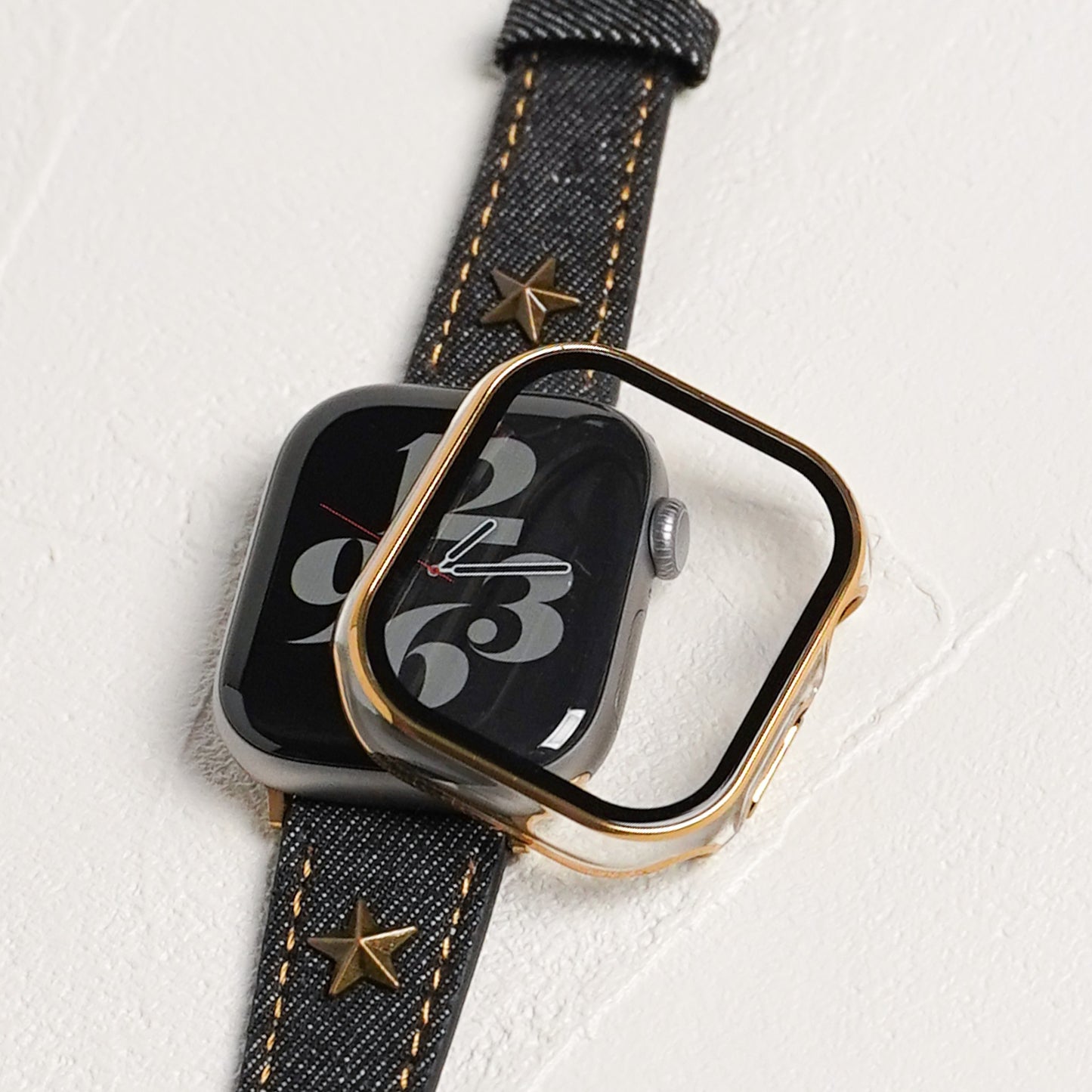 【NEW】ゴールドライン 全面 保護カバー ガラス付き ハードタイプ アップルウォッチ ケース Apple Watch