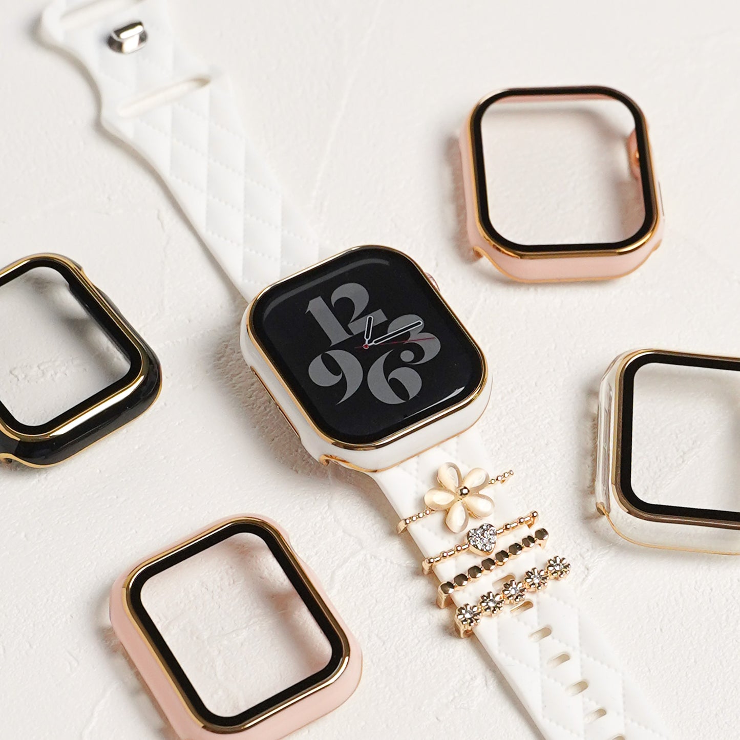 【NEW】ゴールドライン 全面 保護カバー ガラス付き ハードタイプ アップルウォッチ ケース Apple Watch