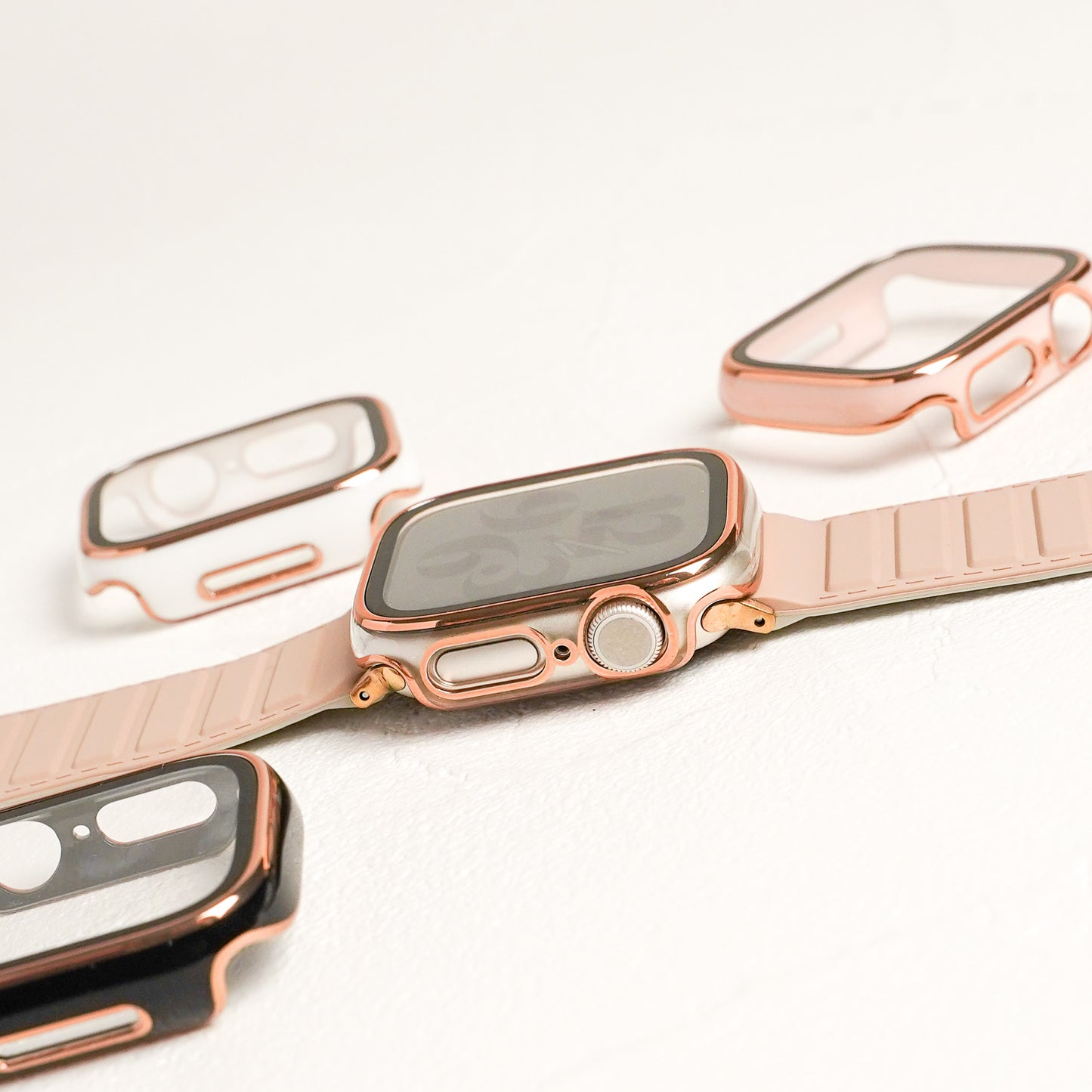 【NEW】ローズゴールドライン 全面 保護カバー ハードタイプ アップルウォッチ ケース Apple Watch