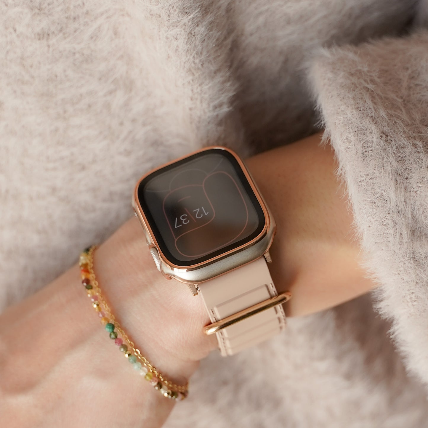 【NEW】ローズゴールドライン 全面 保護カバー ハードタイプ アップルウォッチカバー Apple Watch
