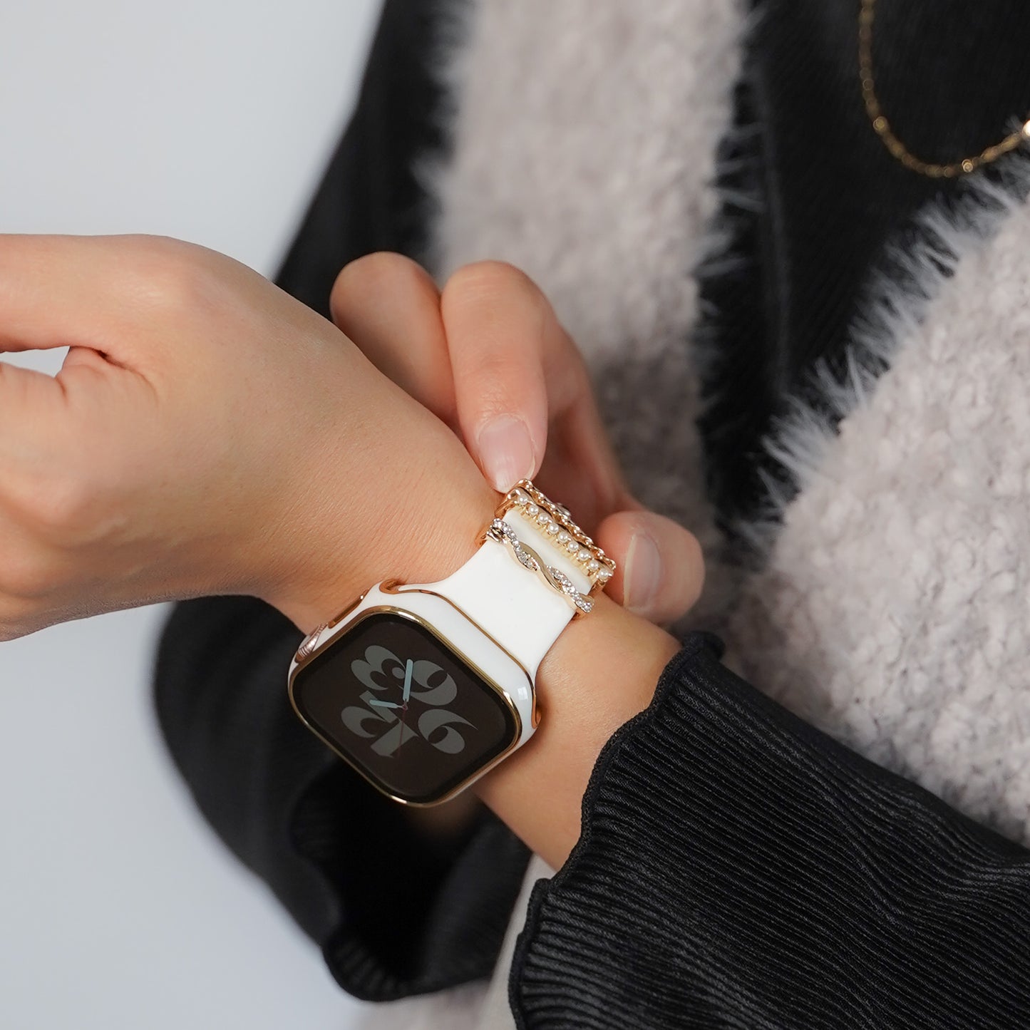 【NEW】デザインチャーム パール ビジュー アクセサリー アップルウォッチ Apple Watch