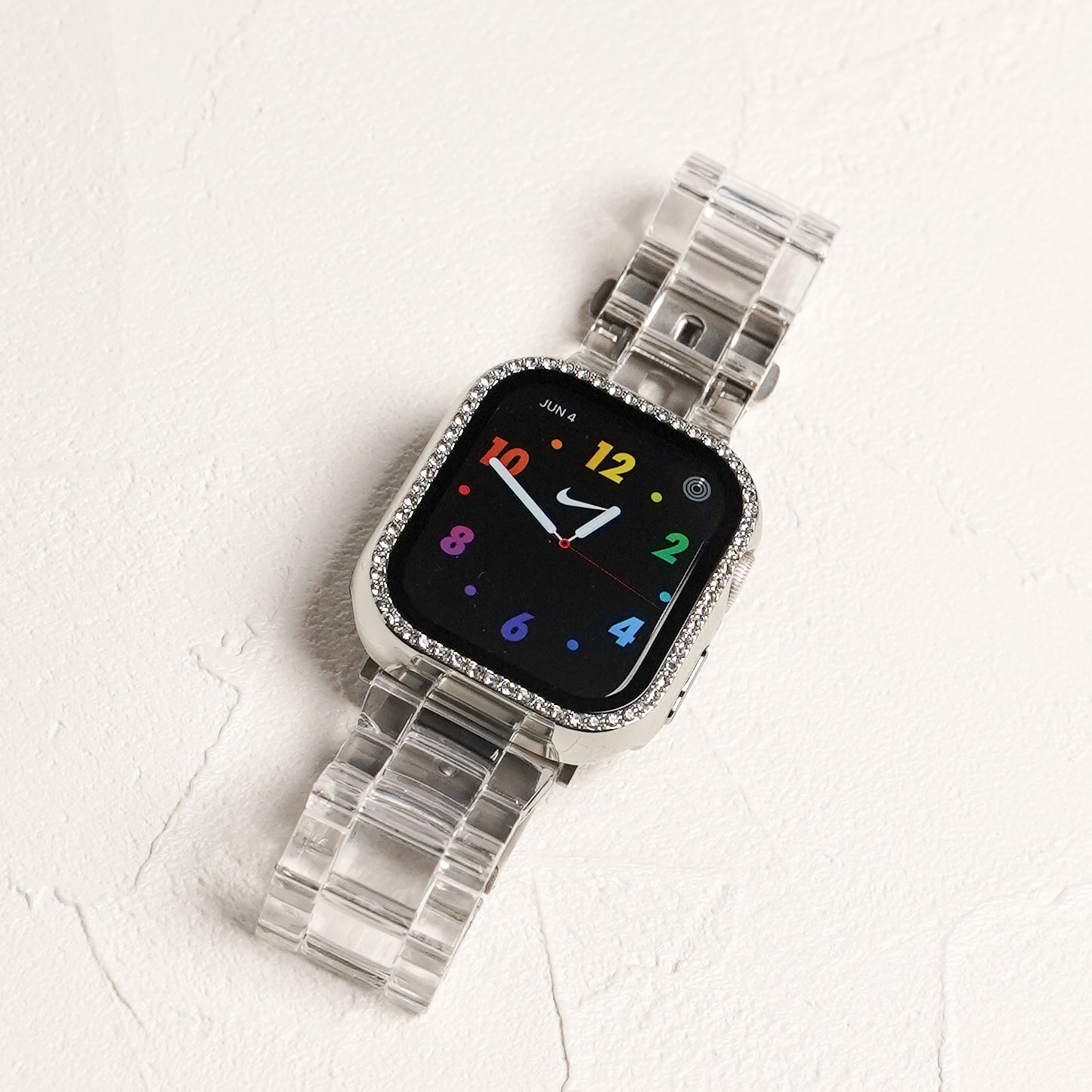 キラキラ ストーン1列 全面 保護カバー ガラス付き ハードタイプ アップルウォッチ ケース Apple watch