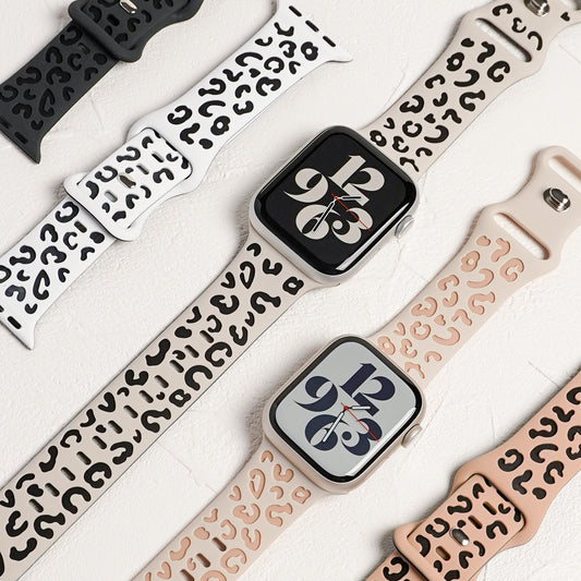 【NEW】レオパード シリコン ツートンカラー アップルウォッチバンド Apple Watch ヒョウ柄 ベルト