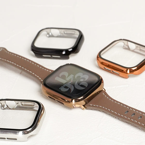 メッキ 全面 保護カバー ガラス付き ハードタイプ アップルウォッチ ケース Apple Watch