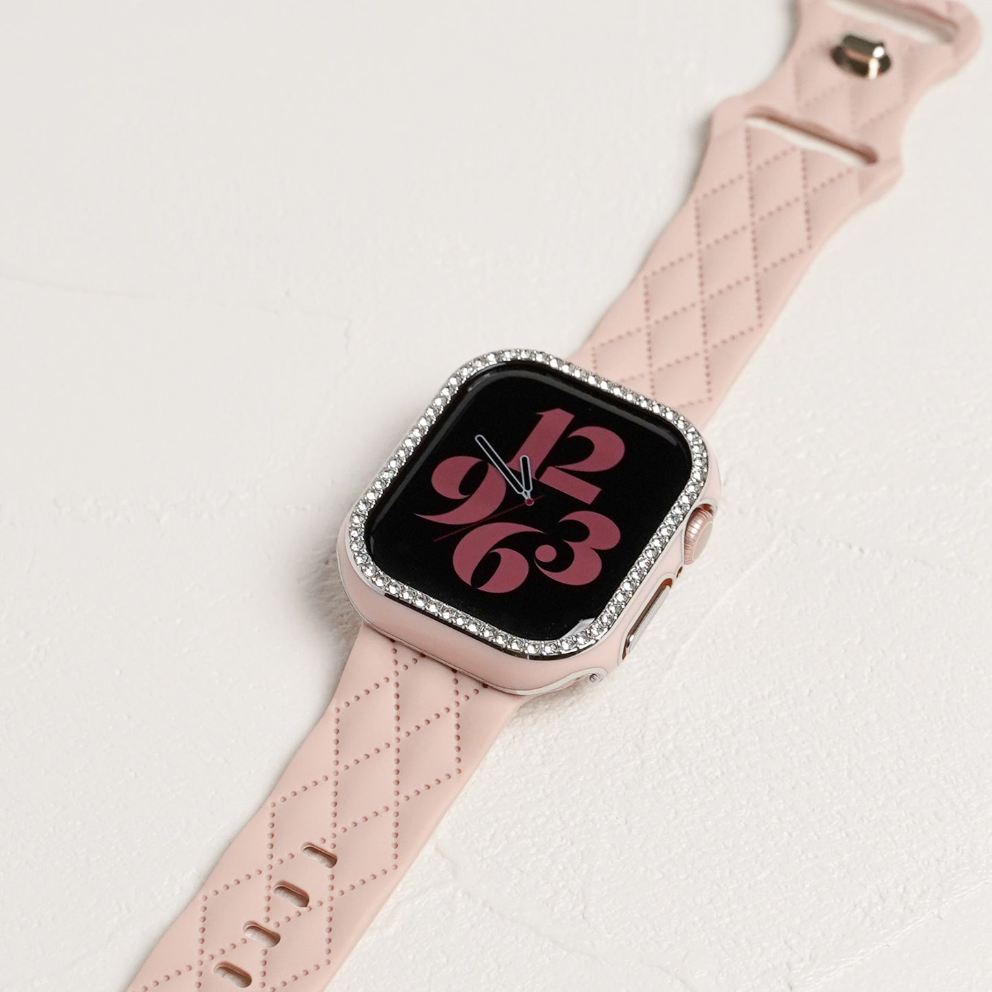 【NEW】シルバーライン×キラキラ ストーン 保護フレーム ガラスなし ハードタイプ アップルウォッチ ケース Apple Watch【S10対応】