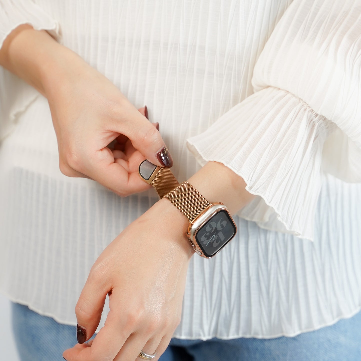 ミラネーゼ マグネット ステンレス メッシュ アップルウォッチバンド Apple Watch ベルト