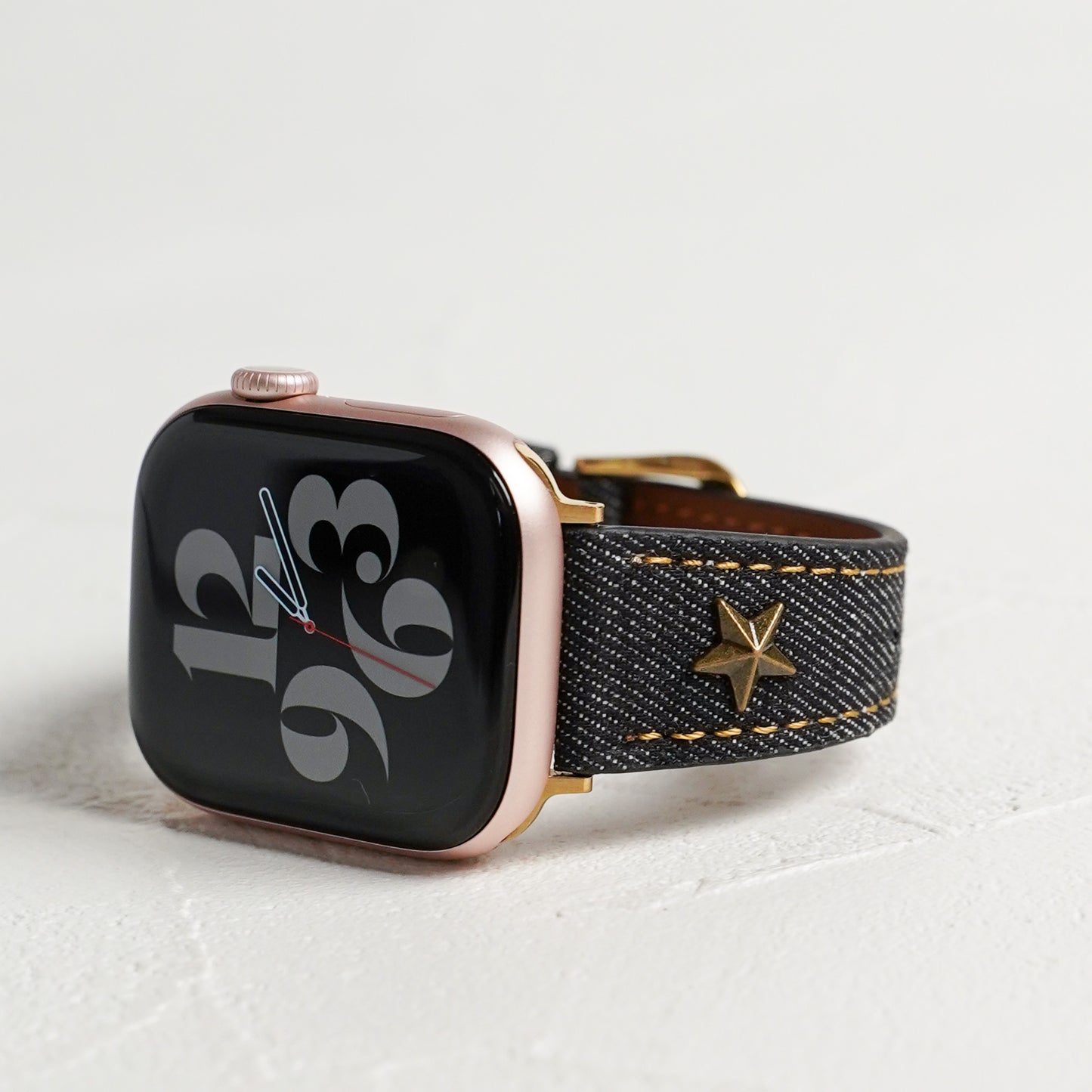 【NEW】デニムレザー×スタッズ アップルウォッチバンド Apple Watch ベルト