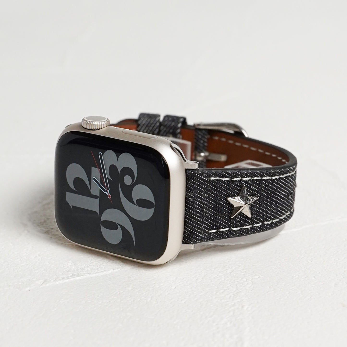 【NEW】デニムレザー×スタッズ アップルウォッチバンド Apple Watch ベルト